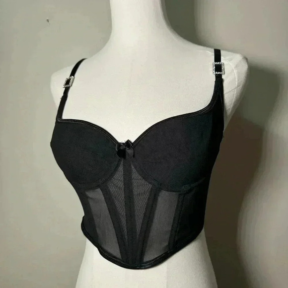 Black rhinestone details bustier S - Picture 2 of 5